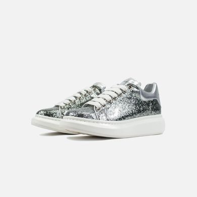 Жіночі кросівки Alexander Mcqueen Trimmed Glitter Silver, 36