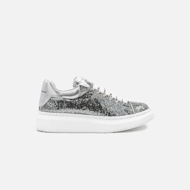 Жіночі кросівки Alexander Mcqueen Trimmed Glitter Silver, 36